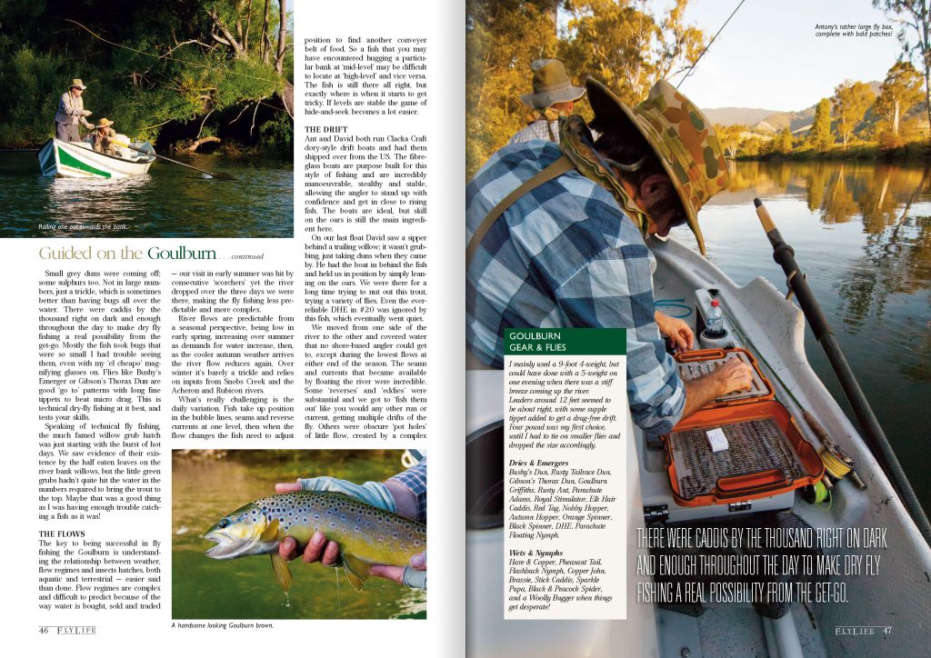 A FlyLife article featuring drift boat fly fishing on the goulburn river. 