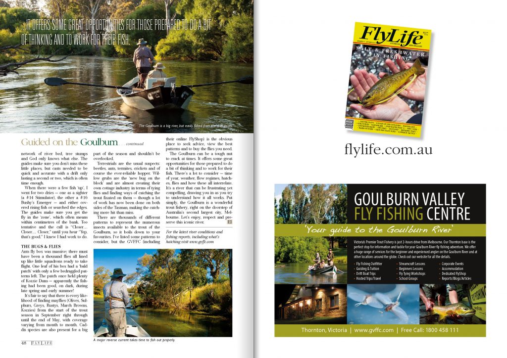 A FlyLife article featuring drift boat fly fishing on the goulburn river. 